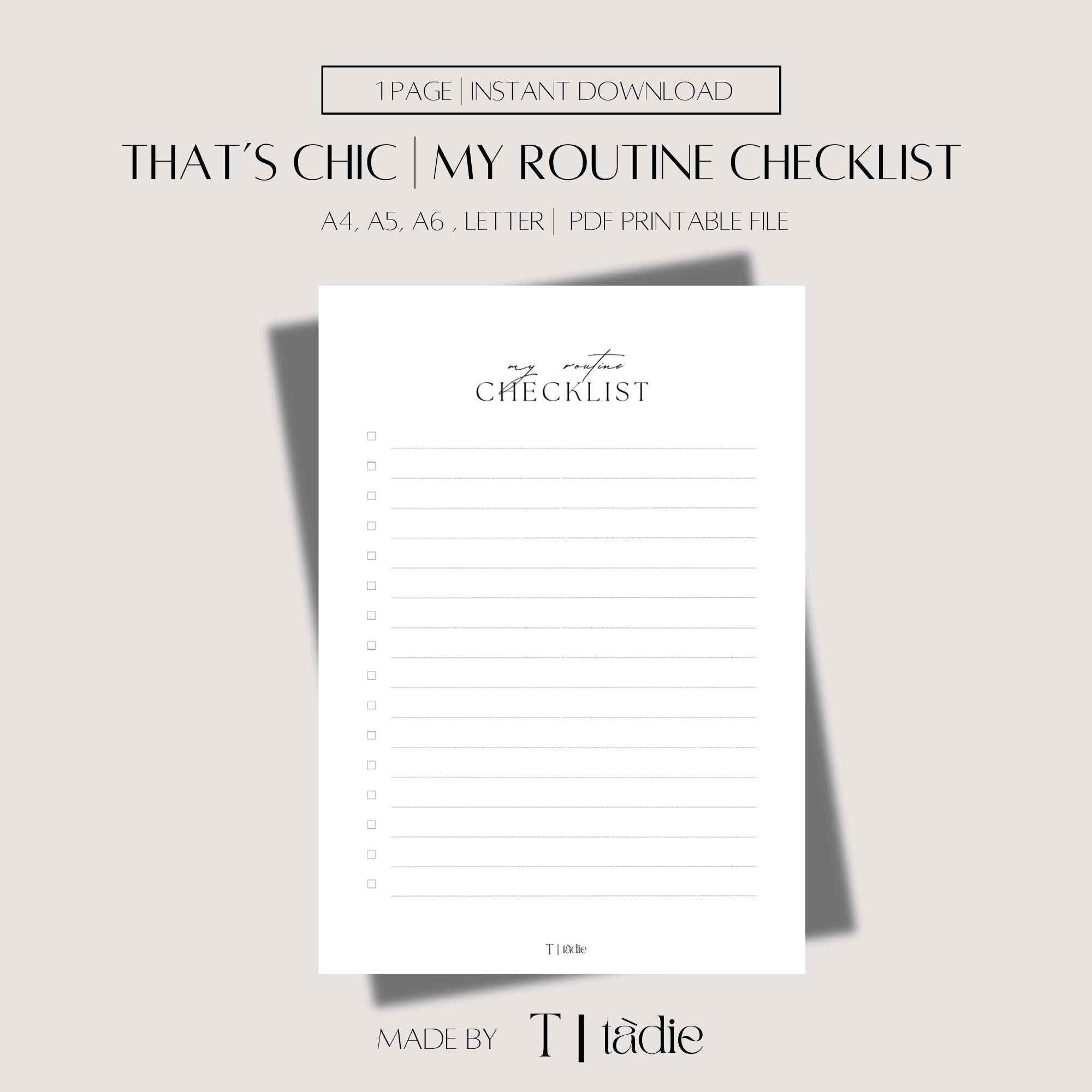 Paper Check Routine My Routine CHECKLIST | PDF Printable | A4, A5, A6, Letter Sizes | That ...