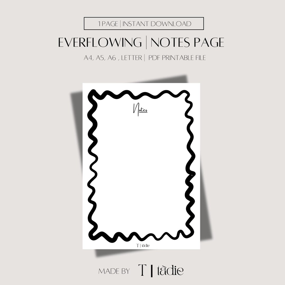 Printable Notes Page | Minimal Lined Notes Template | Simple Planner ...