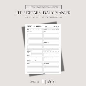 DAILY PLANNER, EDITABLE Digital Planner, Little Details Daily Planner, To Do List, Life Tracker Goal Daily Planner, A4,A5,A6 Letter Sizes