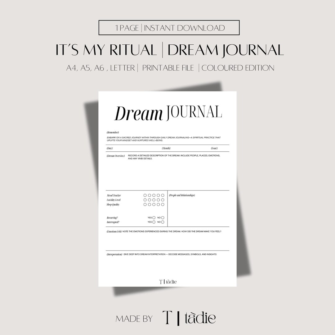 Printable Dream Journal Template (digital Download) - Etsy Australia
