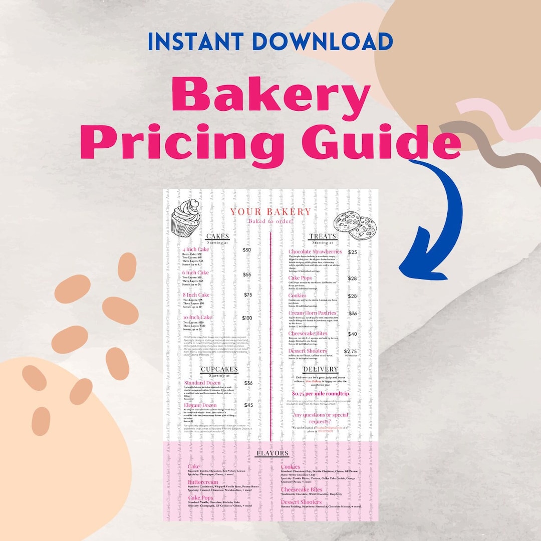 Bakery Pricing Guide Instant Download & Editable Etsy