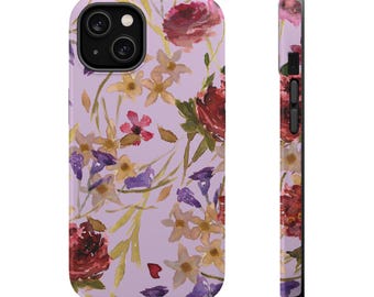 Coquette telefoonhoesje met aquarel bloemen | Magnetische slagvaste hoes | Vintage telefoonhoesje | Girlcore:
