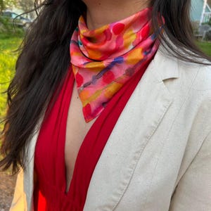 A Day At The Fair Silky Scarf, Neckerchiefs, Head Scarf, Bandana, Polka Dot Scarf, Women Scarves
