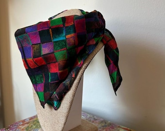 Breng me naar Rio Halsdoek, sjaals, handgeschilderde sjaals, kunstsjaals, elegante zijden sjaals, kleurrijke sjaals