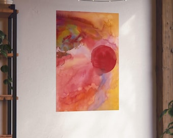 Abstracte kunst mat verticale poster kleurrijke wanddecoratie, esthetische woning, cadeau voor kunstliefhebbers, modern interieur, uniek kunstwerk