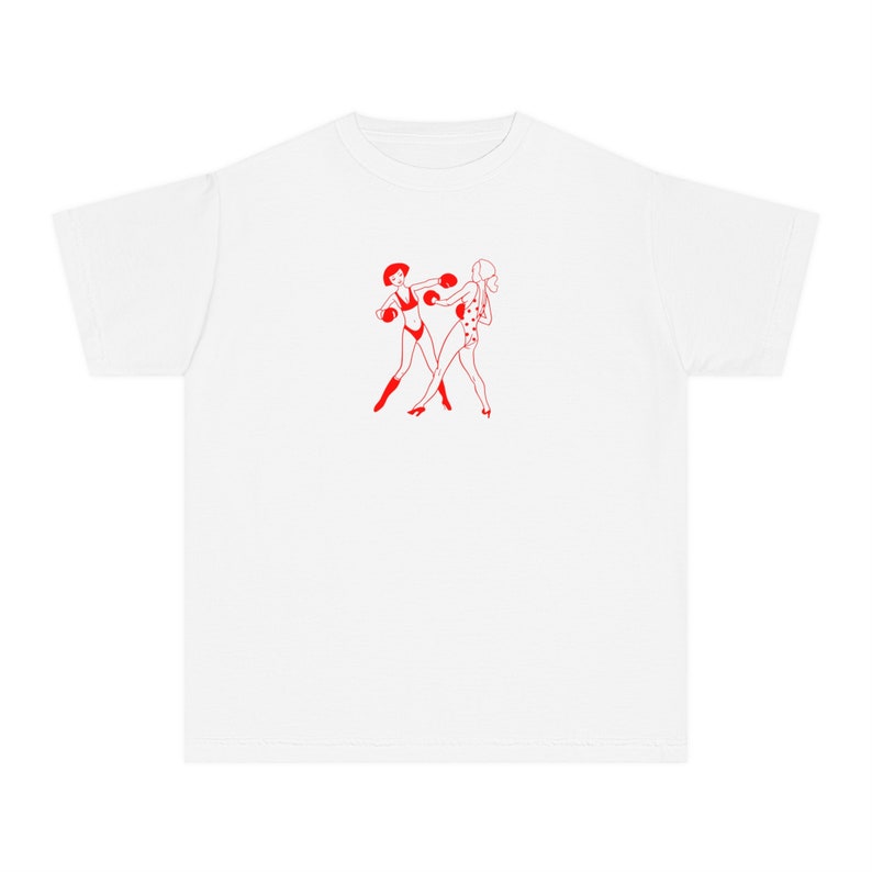 Vintage Boxing Girls Baby Tee, Retro Baby Tee, Y2k Baby Tee, Girlcore, Coquette Clothing, Mob Wife Aesthetic, Summer Baby Tees image 2