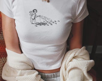 Coquette Angel Baby Tee, 90s Vintage Baby Tee, Y2k Baby Tee Vintage, Aesthetic Street Clothes, Cyber Y2k, Trendies, Eco friendly Baby Tees