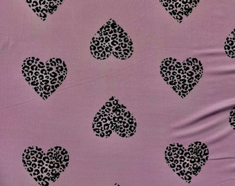 Blush Black Hearts Stretch Fabric