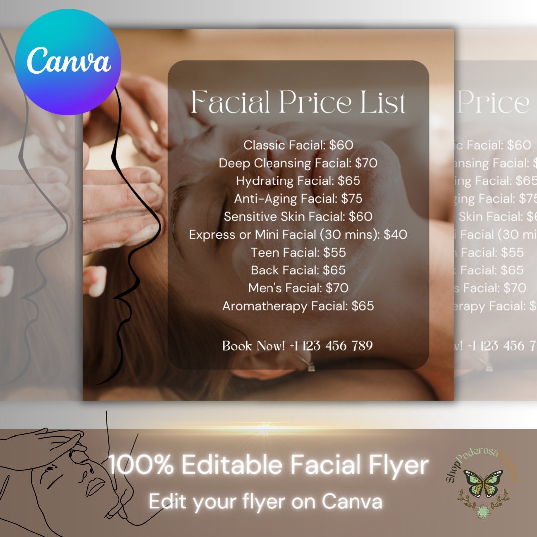 Price List Template Esthetician Flyer Spa Service Menu DIY Printable Canva Price List Template Esthetician Flyer Spa Service Menu DIY Printable Canva