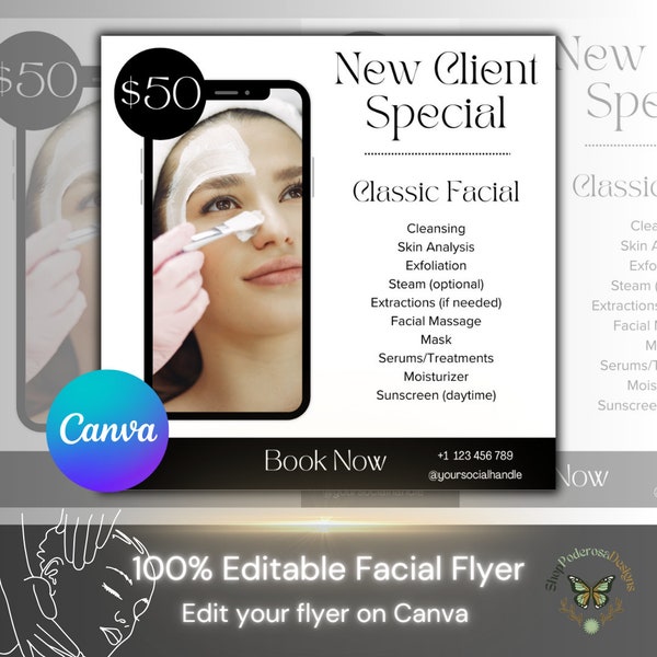 New Client Special Flyer | Editable Canva Template | Beauty Salon Promo | Spa Offer | Instant Download