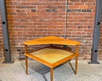 1960s Solid Teak Corner Coffee  Side  End Table by Peter Hvidt