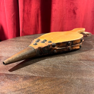 Vintage Handmade Functioning Bellow for Fireplace - Leather Wood & Cooper Bellow - Fire Blower - Fireplace Accessory - Artisan Bellow