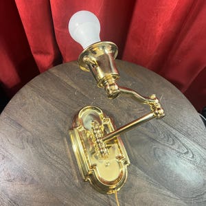 Vintage Swing Arm Brass Wall Mount Lamp, Mid Century Modern Retro Accent Bedside 60&#39;s Adjustable Metal Desk Light