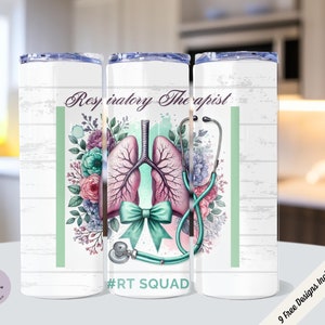 Respiratory Therapist 20oz Tumbler Sublimation PNG Digital File Hashtag RT Squad Tumbler Wrap Respiratory Therapy PDF and Png 300 dpi