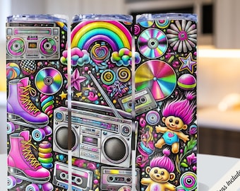 80s Nostalgia Tumbler Wrap PNG, Retro Baby Design (Digital Download)