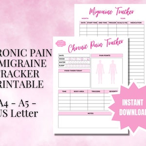 Chronic Pain Log Chart Printable Migraine Tracker Daily Tracking Sheet Symptom Tracking Sheet Fibromyalgia Pain Management Journal Page