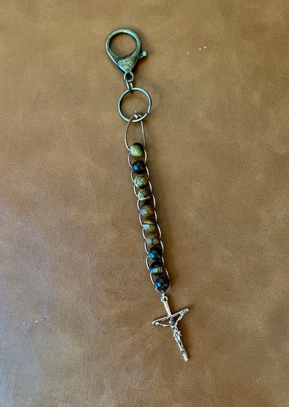 St. Giles Sliding Ladder Decade Rosary Keychain Etsy