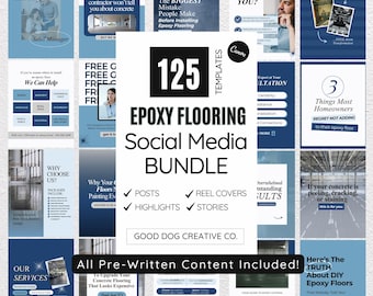 Epoxy Flooring Social Media Content Template Bundle | Editable Instagram Posts + Carousels | Flooring Highlights| Contractor Done for You