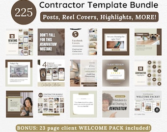 Contractor Social Media Content Posts, Instagram Highlights,  Facebook Cover, Construction