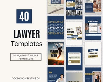 Law Firm Social Media Templates, Lawyer Facebook Post, Editable Canva, Attorney Instagram Template