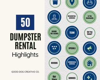 Dumpster Rental Instagram Highlight Covers, ready-to-post Social Media templates , Trash Hauling Template