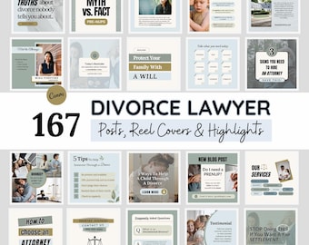 Divorce Lawyer Social Media Templates,  Attorney Instagram Reels & Highlights, Law Firm Bundle, Done for you Content, Editable Templates