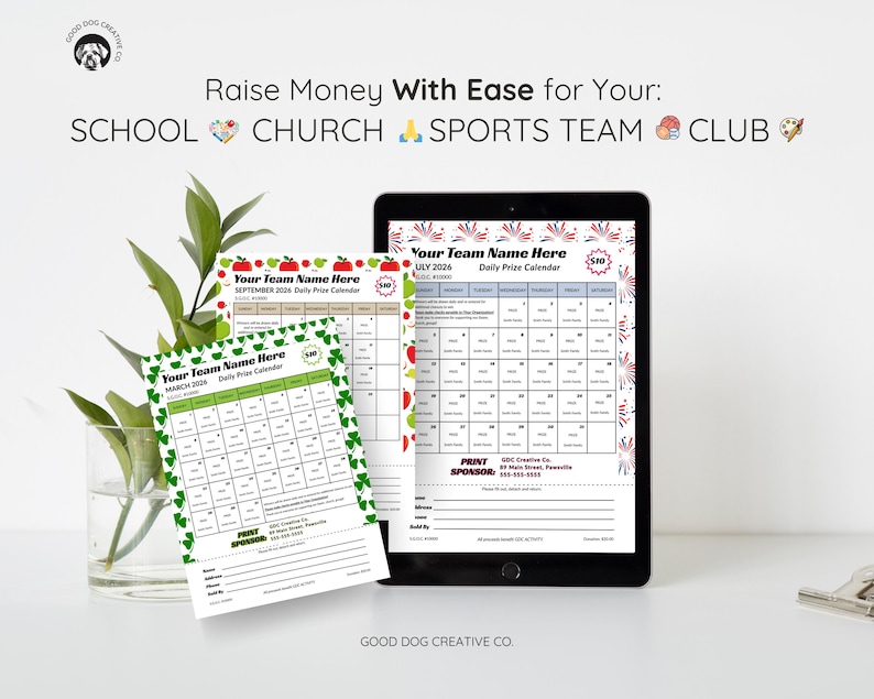 Calendar Raffle Total Fundraising Calendar Raffle Templates | 12 Page Canva Bundle - Etsy