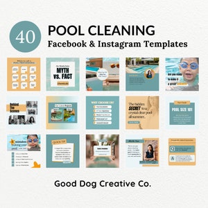 Pool Cleaning Social Media Templates, Maintenance Instagram Portrait, Facebook Posts