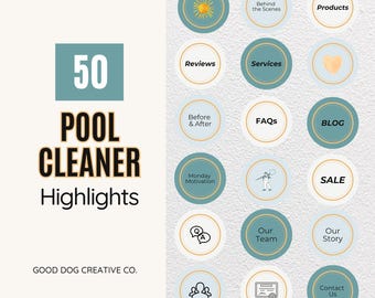 Swimming Pool Cleaning Business Highlight Covers,  Maintenance, Repair IG Highlights,  Social Media Templates