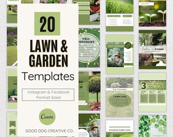 Lawn Care Social Media Templates, Gardener Facebook Post, Editable Canva, Yard Maintenance Instagram Template