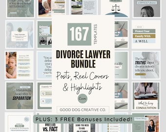 Divorce Lawyer Social Media Templates, Attorney Instagram Posts (Canva Editable)