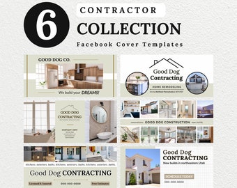 CONTRACTOR Facebook Cover, Home Repair Canva Template, Construction Business Marketing