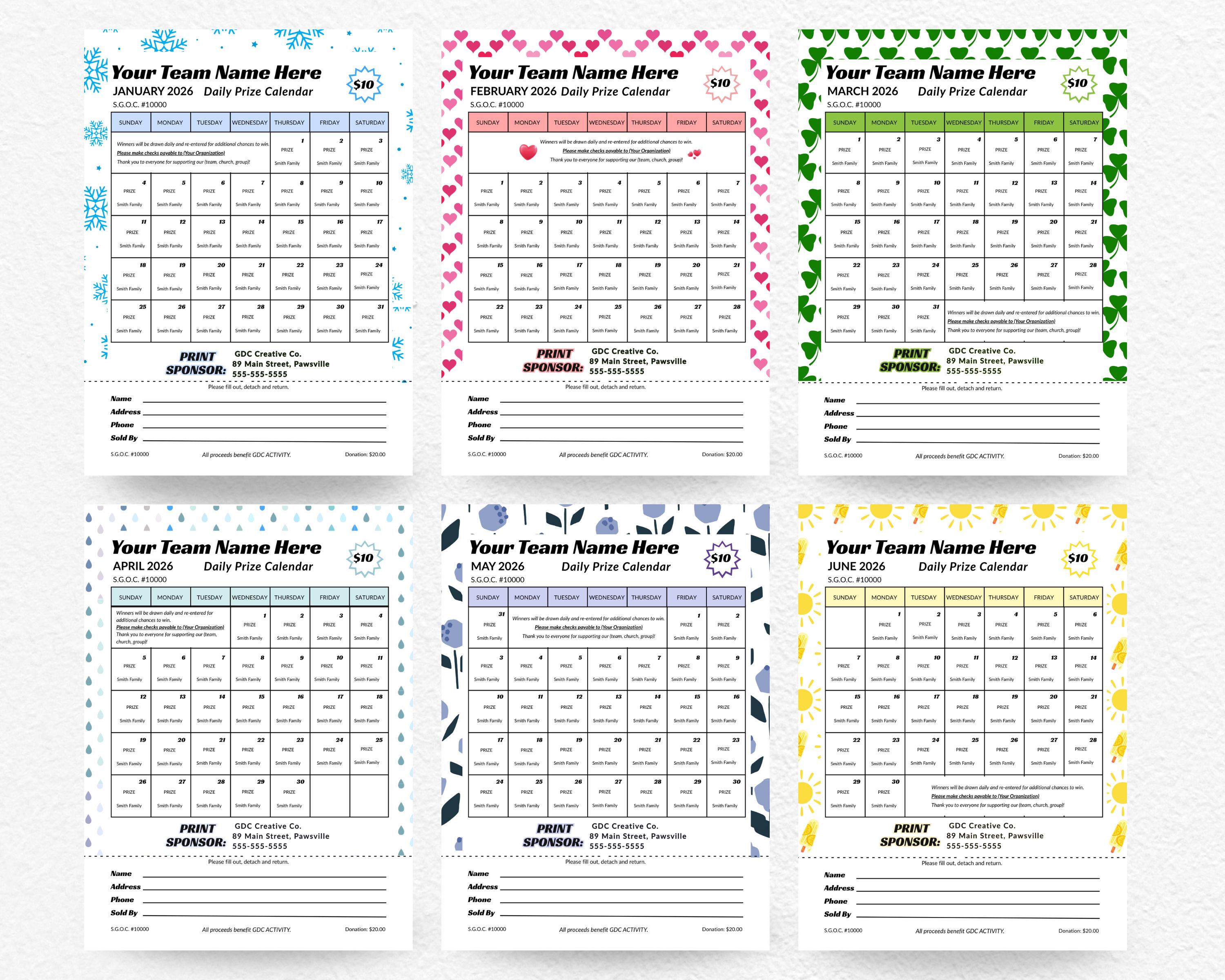Calendar Raffle Total Fundraising Calendar Raffle Templates | 12 Page Canva Bundle - Etsy