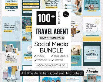 Travel Agent Social Media Content Templates | Editable Instagram Posts + Carousels | WDW Theme Park Done for You Templates | Trip Planner