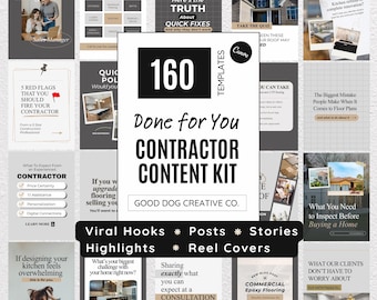 Contractor Social Media Content Bundle,  Instagram Highlights,  Posts, Stories, Reel Covers, Home Builder