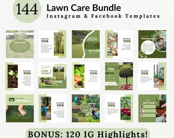 Landscaper Social Media Bundle, Instagram Highlights, Lawn Garden Instagram Posts, Stories, Done for You Content