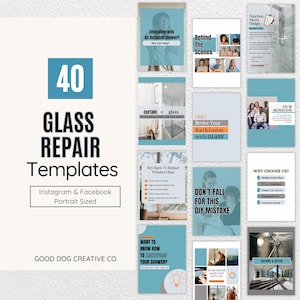 Glass Repair Social Media Posts, Editable Canva Post,  Instagram Template, Small Business