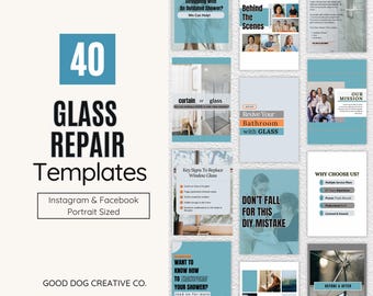 Glass Repair Social Media Posts, Editable Canva Post,  Instagram Template, Small Business