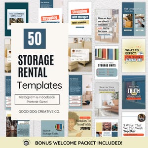 Storage Rental Units Social Media Templates, Instagram and Facebook Posts, Done for You Content