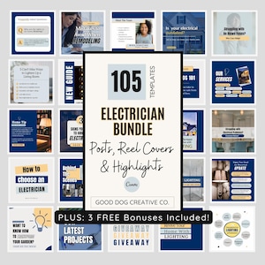 Electrician Social Media Posts,  Electrical Instagram Reel Covers with Hook, Facebook Posts