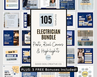 Electrician Social Media Posts,  Electrical Instagram Reel Covers with Hook, Facebook Posts