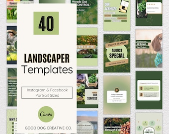 Lawn Care Social Media Templates, Gardener Facebook Post, Landscaper Instagram Template, Done for You Content