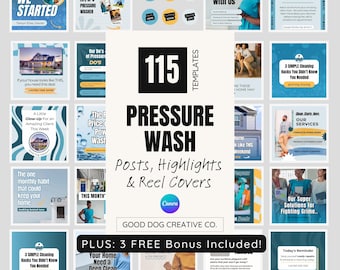 Power Washing Social Media Templates, Facebook Posts, Pressure Washing Instagram Template Bundle, Home Cleaning