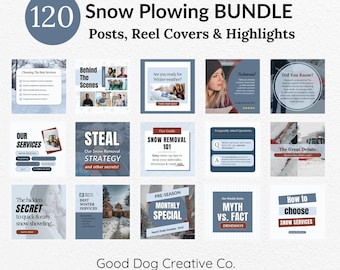 Snow Plowing Social Media Posts,  Instagram Reel Covers with Hook, Snow removal Instagram bundle, IG Highlights, Facebook Templates