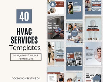 HVAC Services Social Media Templates, Heating & Cooling Small Business Instagram Posts, Facebook Templates