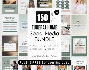 Funeral Home Social Media Template Bundle, Instagram Highlights, Reel Covers, Facebook Posts, Celebration of Life