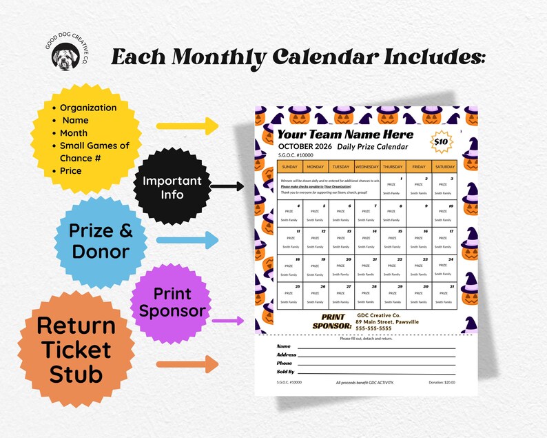 Calendar Raffle Total Fundraising Calendar Raffle Templates | 12 Page Canva Bundle - Etsy