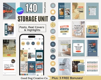 Storage Unit Rental Social Media Templates, Instagram Reel Covers with Hooks, Storage Locker Highlights, Bundle