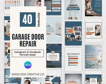 Garage Door Repair Social Media Templates, Repairman Instagram Posts, Facebook Templates