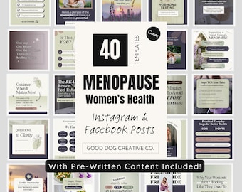 Menopause Social Media Content Templates | Editable Instagram Posts + Carousels | Women’s Health & Wellness Clinic Bundle | Health Coach
